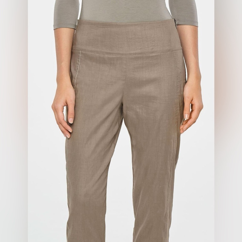 * Sarah Pacini Taupe Linen Cropped Capri Pants Size 2 (US M) Made in Italy